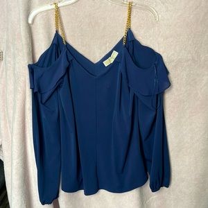 Great condition, gold chain spaghetti straps, long sleeves cold shoulder top.